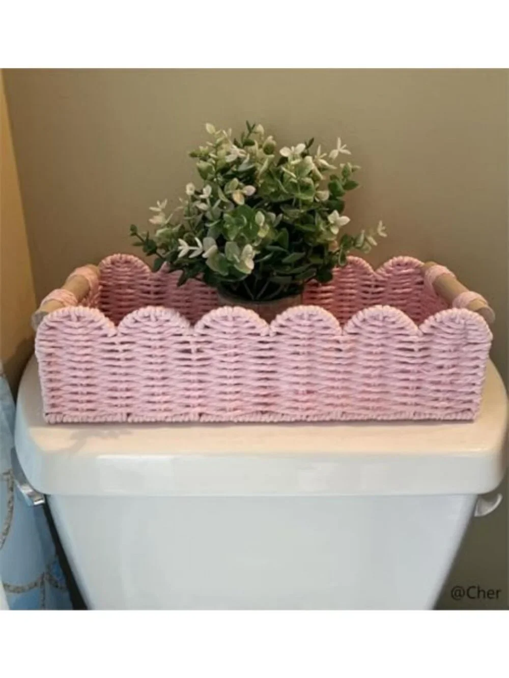 Scalloped Edge Paper Rope Gift Basket - Stylish Storage Solution, Empty Decor